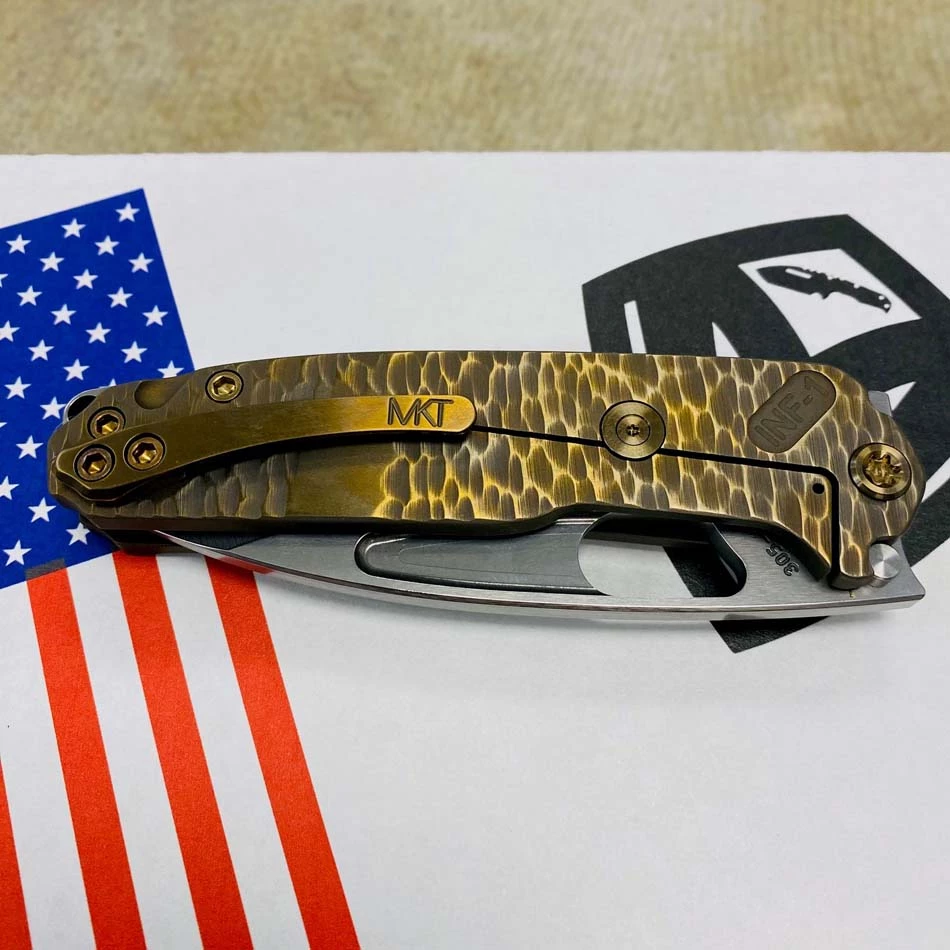 Medford Infraction S45VN 3.25" Tumbled Blade Bead Blasted Bronze Cobblestone Handles, Bronze Hardware Knife Serial 305-094 - Image 9