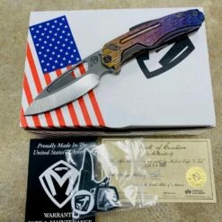 Medford Infraction S45VN 3.25" Tumbled Blade Bronze Violet Dragon Skin Handles Knife Serial 305-082
