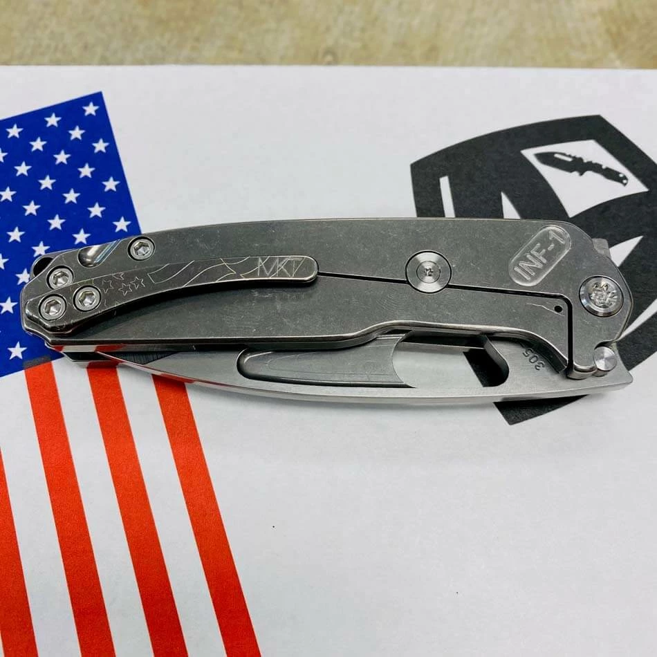 Medford Infraction S45VN 3.25" Tumbled Blade Tumbled Ghosted American Flag Handle And Clip Knife Serial 305-052 - Image 10