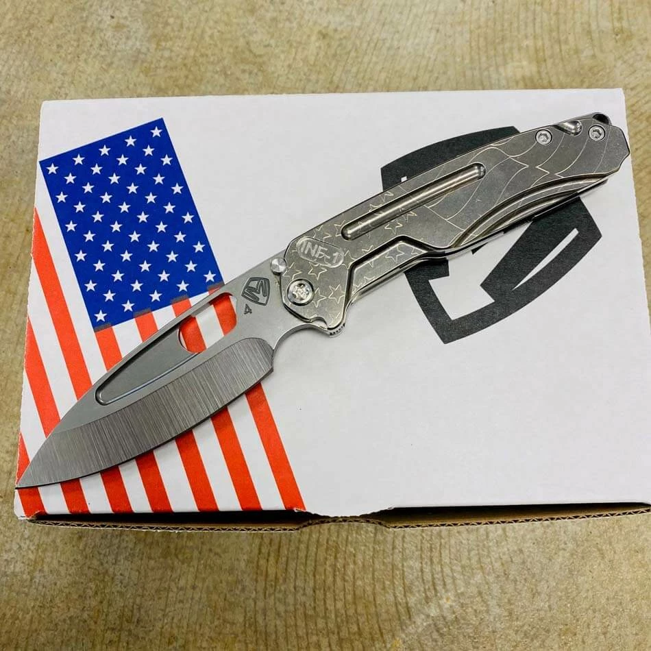 Medford Infraction S45VN 3.25" Tumbled Blade Tumbled Ghosted American Flag Handle And Clip Knife Serial 305-052 - Image 2