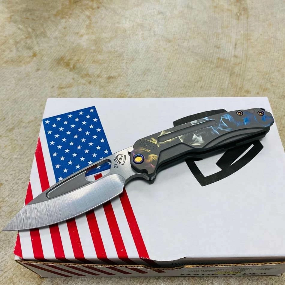 Medford Infraction S35VN 3.25" Tumbled Blade Pastel Rainbow Fade Birds Of Paradise Folding Knife Serial 110-127 - Image 2