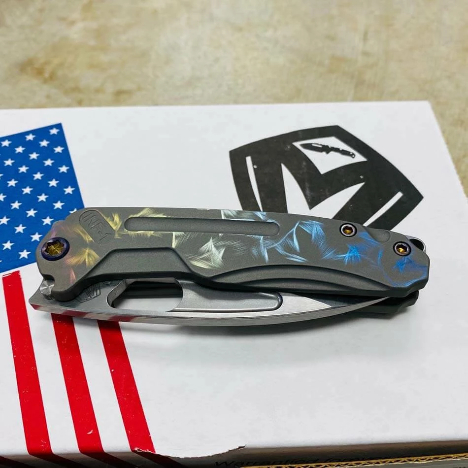 Medford Infraction S35VN 3.25" Tumbled Blade Pastel Rainbow Fade Birds Of Paradise Folding Knife Serial 110-127 - Image 8
