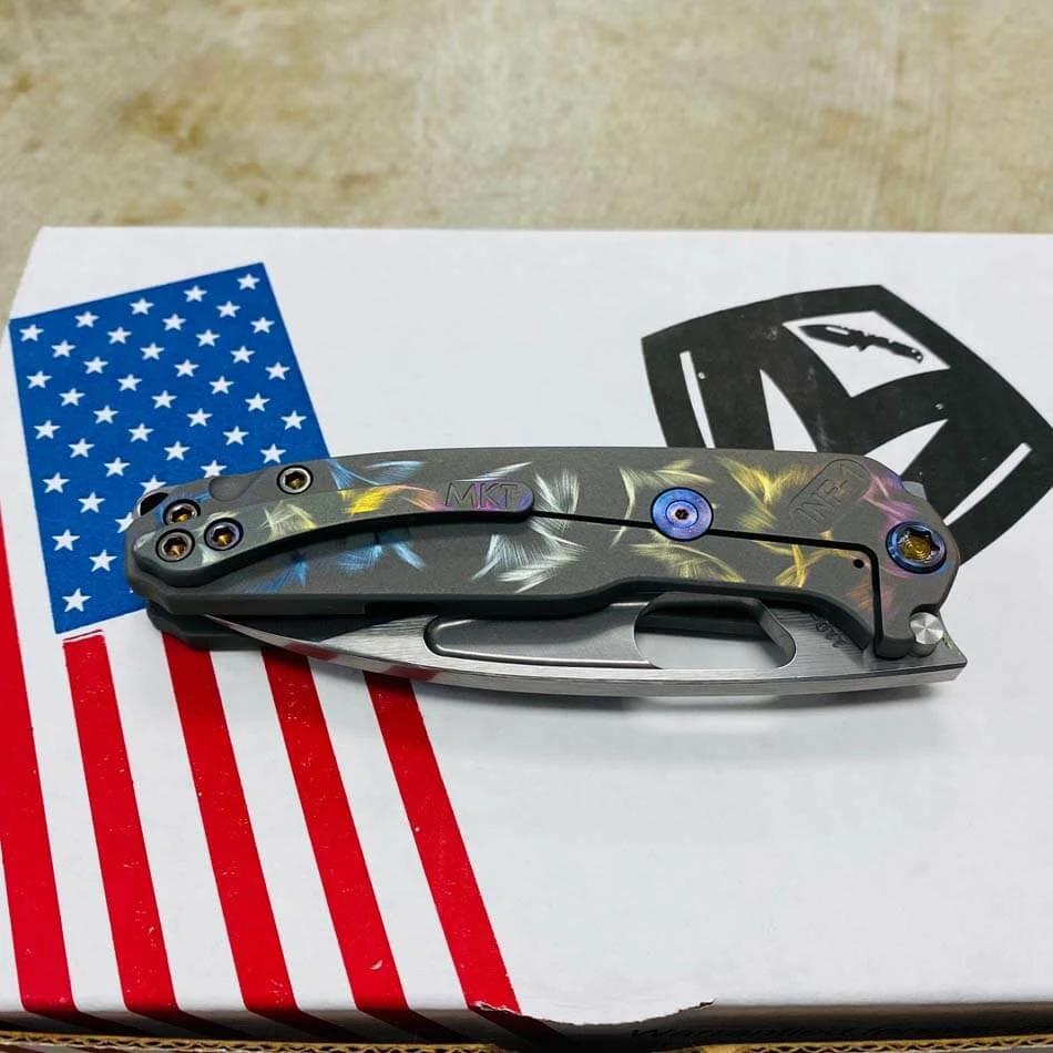Medford Infraction S35VN 3.25" Tumbled Blade Pastel Rainbow Fade Birds Of Paradise Folding Knife Serial 110-127 - Image 9