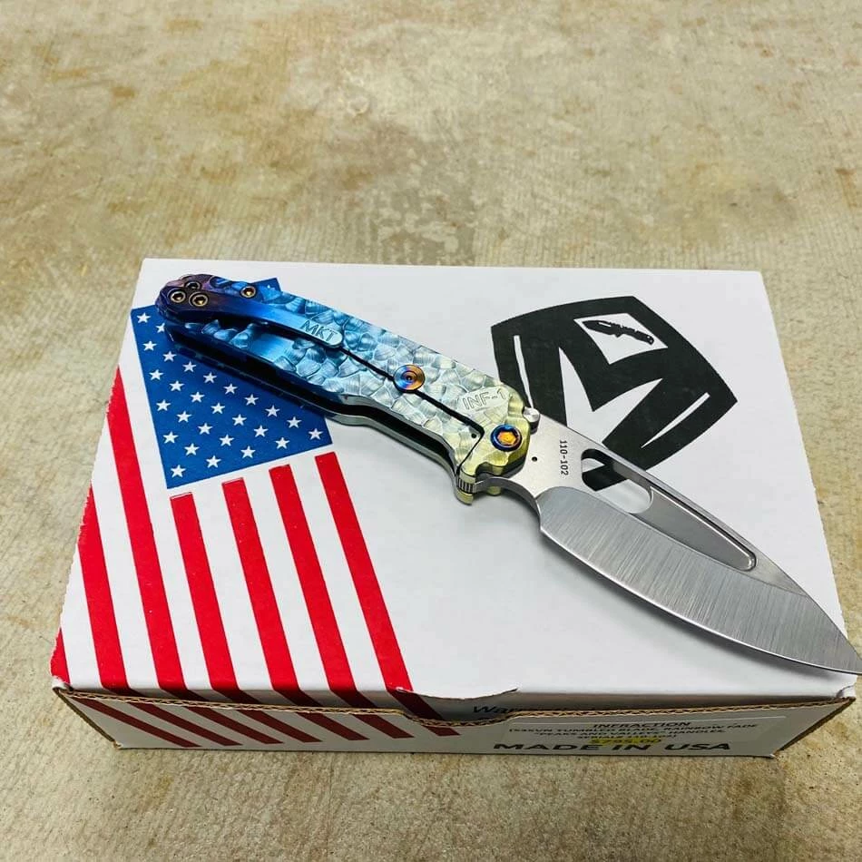 Medford Infraction S35VN 3.25" Tumbled Blade Rainbow Fade Peaks And Valleys Handles Folding Knife Serial 110-102 - Image 5