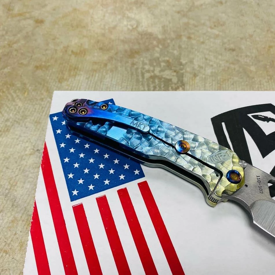 Medford Infraction S35VN 3.25" Tumbled Blade Rainbow Fade Peaks And Valleys Handles Folding Knife Serial 110-102 - Image 7