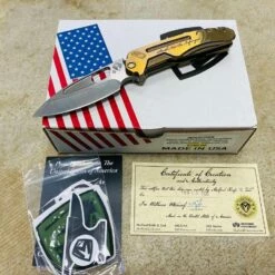 Medford Infraction S35VN 3.25" Tumbled Blade Faced Bronze Shall Not Be Infringed Handle Folding Knife Serial 110-149