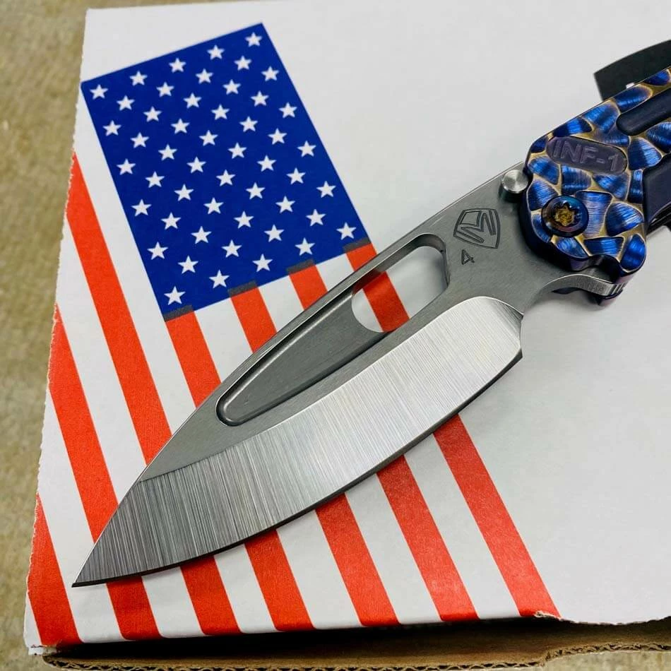 Medford Infraction S45VN 3.25" Tumbled Blade Blue Violet With Bronze Peaks And Valleys Knife Serial 305-041 - Image 3