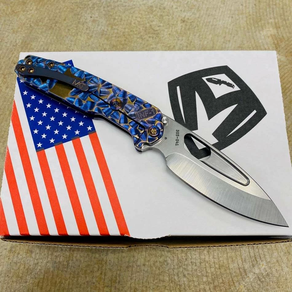 Medford Infraction S45VN 3.25" Tumbled Blade Blue Violet With Bronze Peaks And Valleys Knife Serial 305-041 - Image 5