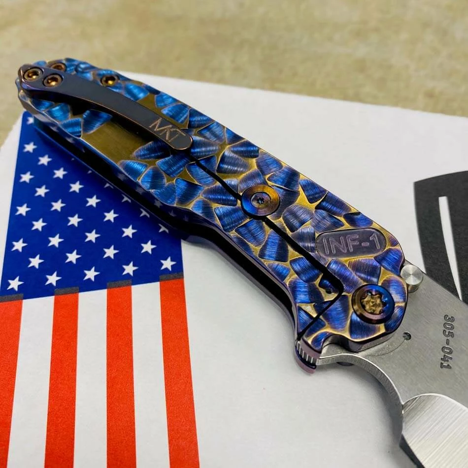 Medford Infraction S45VN 3.25" Tumbled Blade Blue Violet With Bronze Peaks And Valleys Knife Serial 305-041 - Image 7