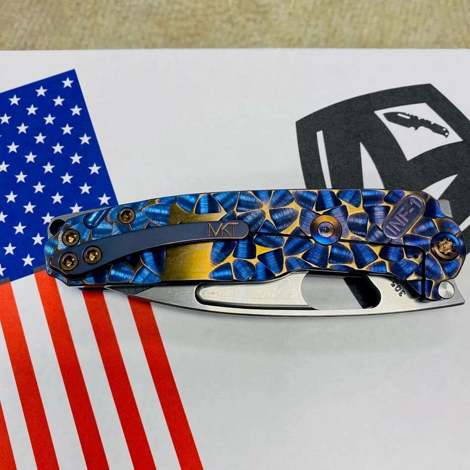 Medford Infraction S45VN 3.25" Tumbled Blade Blue Violet With Bronze Peaks And Valleys Knife Serial 305-041 - Image 9