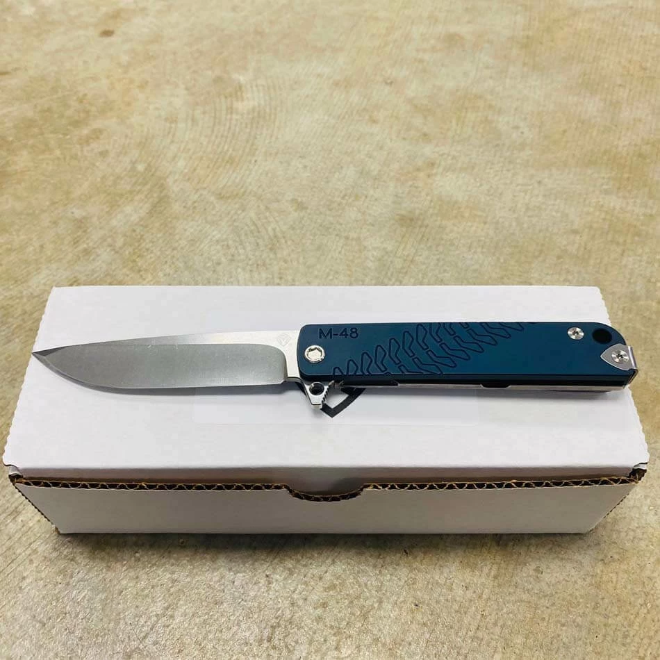 Medford M-48 CPM S35VN 3.9" Tumbled Blue Aluminum And Titanium Handles Knife - Image 2