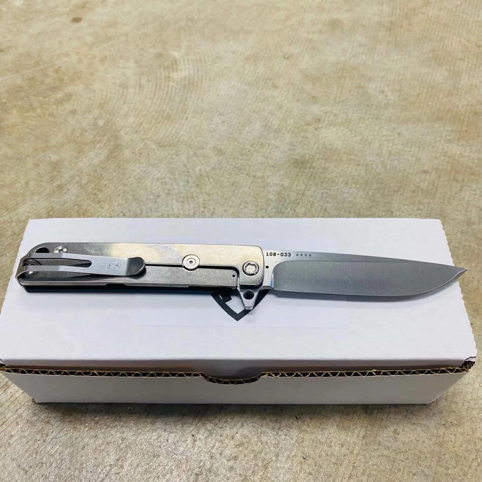 Medford M-48 CPM S35VN 3.9" Tumbled Blue Aluminum And Titanium Handles Knife - Image 4