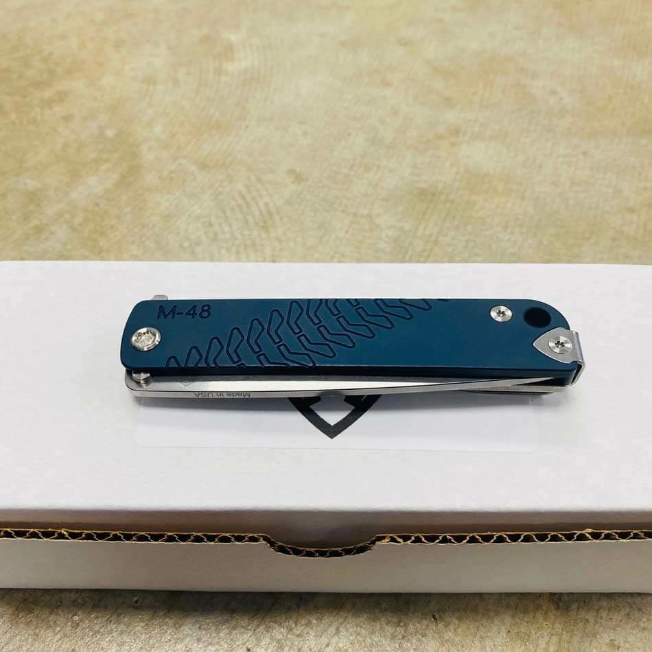 Medford M-48 CPM S35VN 3.9" Tumbled Blue Aluminum And Titanium Handles Knife - Image 6