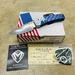 Medford Marauder S35V 3.75" Tumbled Drop Point Blue American Flag Knife 106-014