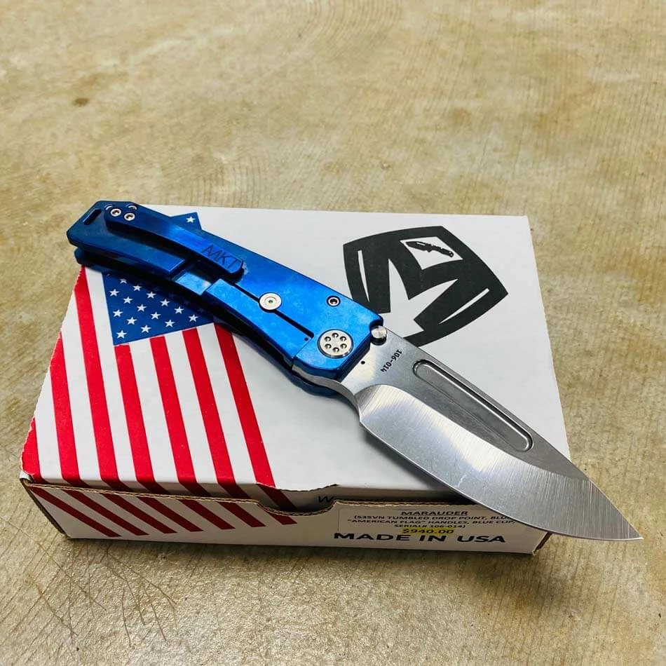 Medford Marauder S35V 3.75" Tumbled Drop Point Blue American Flag Knife 106-014 - Image 5