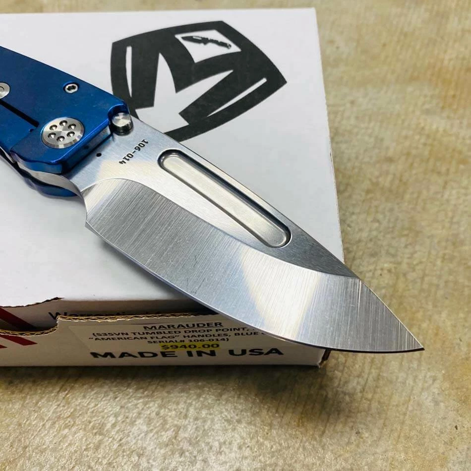 Medford Marauder S35V 3.75" Tumbled Drop Point Blue American Flag Knife 106-014 - Image 6