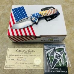 Medford Micro Praetorian T S35VN 2.8" Tumbled Drop Point Blue American Flag Knife 104-037