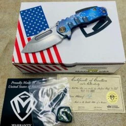 Medford Micro Praetorian T S45VN 2.8" Tumbled Drop Point Faced Flamed Violet Galaxy Handles Knife Serial 302-011 BLADE SHOW 2023