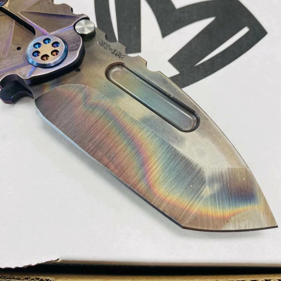 Medford Micro Praetorian T 3V 2.8" Vulcan Tanto Violet Bronze Stained Glass Handles Knife Serial 302-106 - Image 6