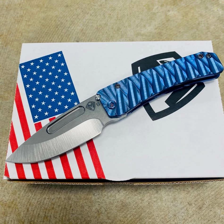 Medford Midi Marauder S35VN Tumbled 3.25" Drop Point Violet Blue Predator Handles Knife 110-101 BLADE SHOW 2023 - Image 2