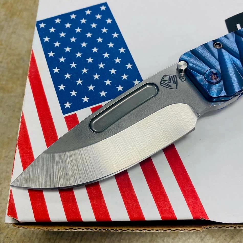 Medford Midi Marauder S35VN Tumbled 3.25" Drop Point Violet Blue Predator Handles Knife 110-101 BLADE SHOW 2023 - Image 3