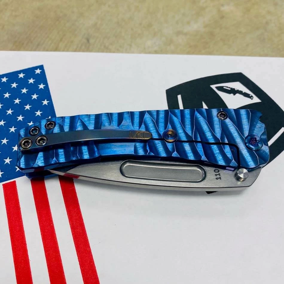 Medford Midi Marauder S35VN Tumbled 3.25" Drop Point Violet Blue Predator Handles Knife 110-101 BLADE SHOW 2023 - Image 9