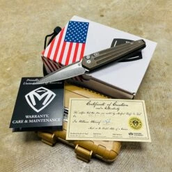 Medford Nosferatu Auto 3.5" S35VN Bronze Handles Folding Dagger Knife