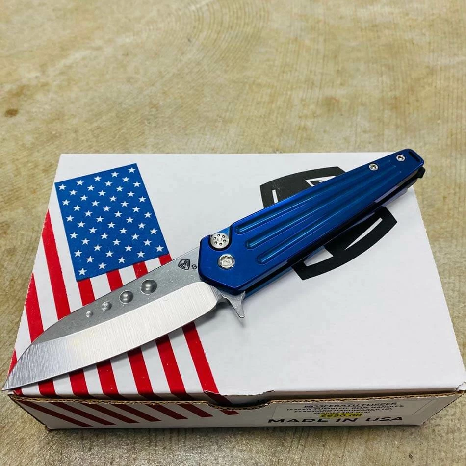 Medford Nosferatu Flipper 3.5" S35VN Blue Handles Standard Hardware Folding Knife - Image 2