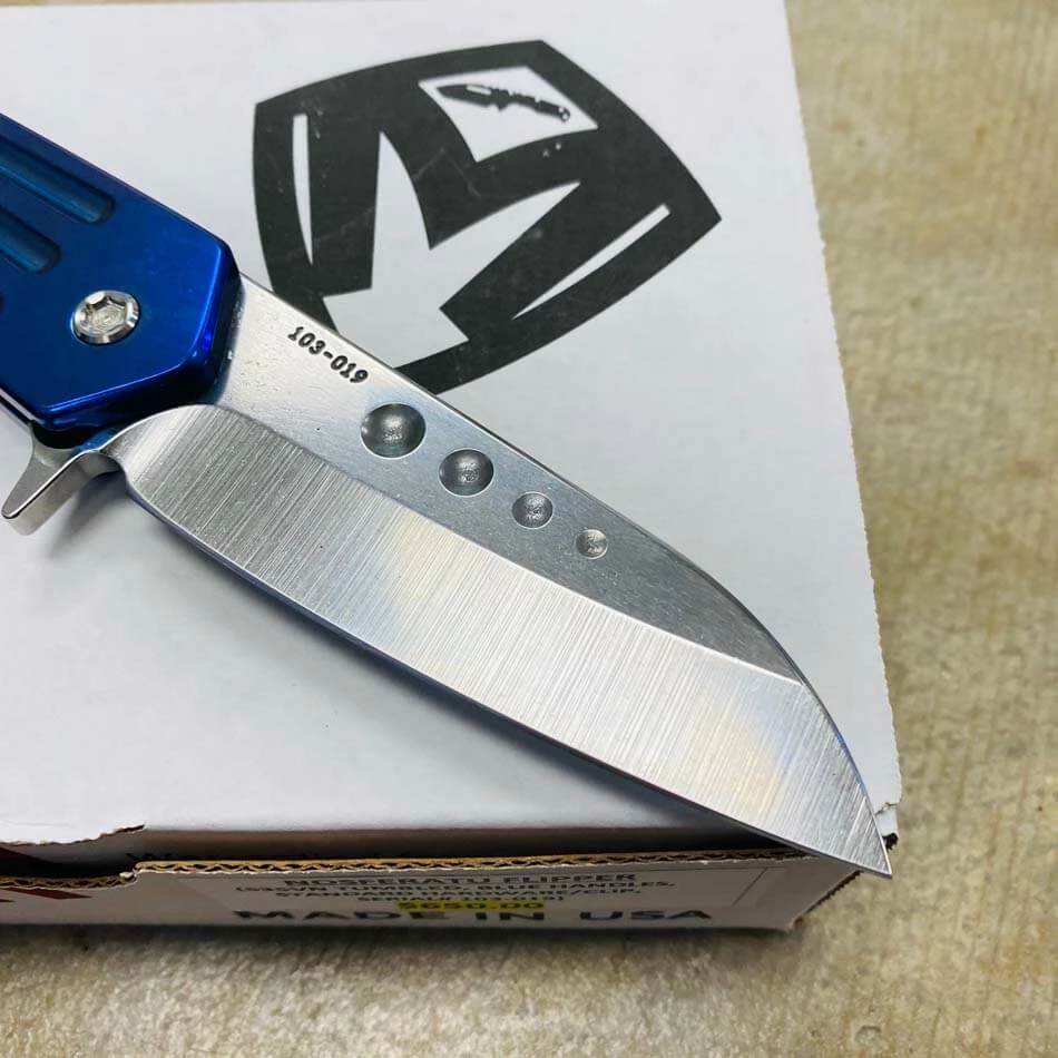 Medford Nosferatu Flipper 3.5" S35VN Blue Handles Standard Hardware Folding Knife - Image 6