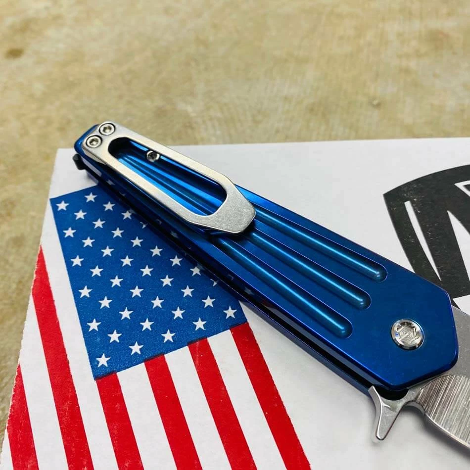 Medford Nosferatu Flipper 3.5" S35VN Blue Handles Standard Hardware Folding Knife - Image 7