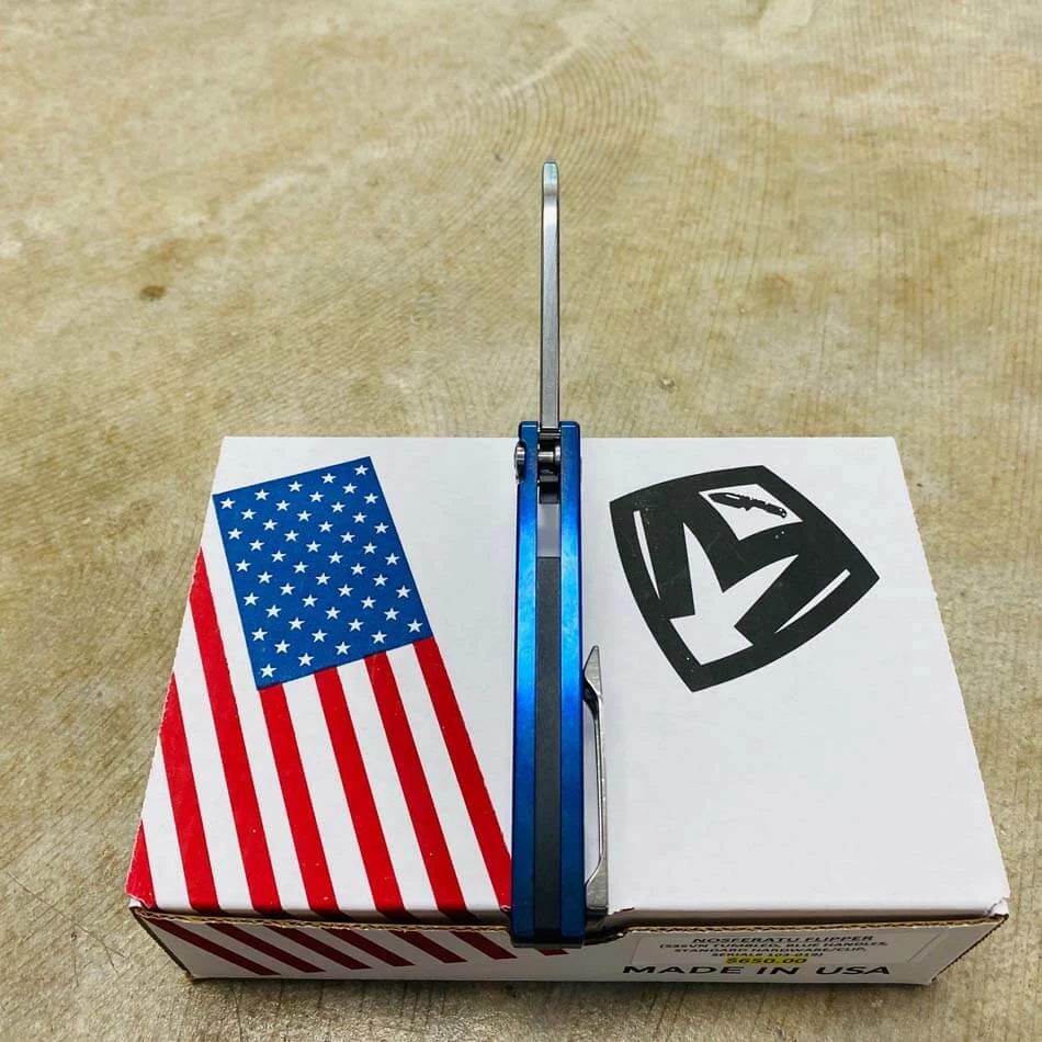 Medford Nosferatu Flipper 3.5" S35VN Blue Handles Standard Hardware Folding Knife - Image 8