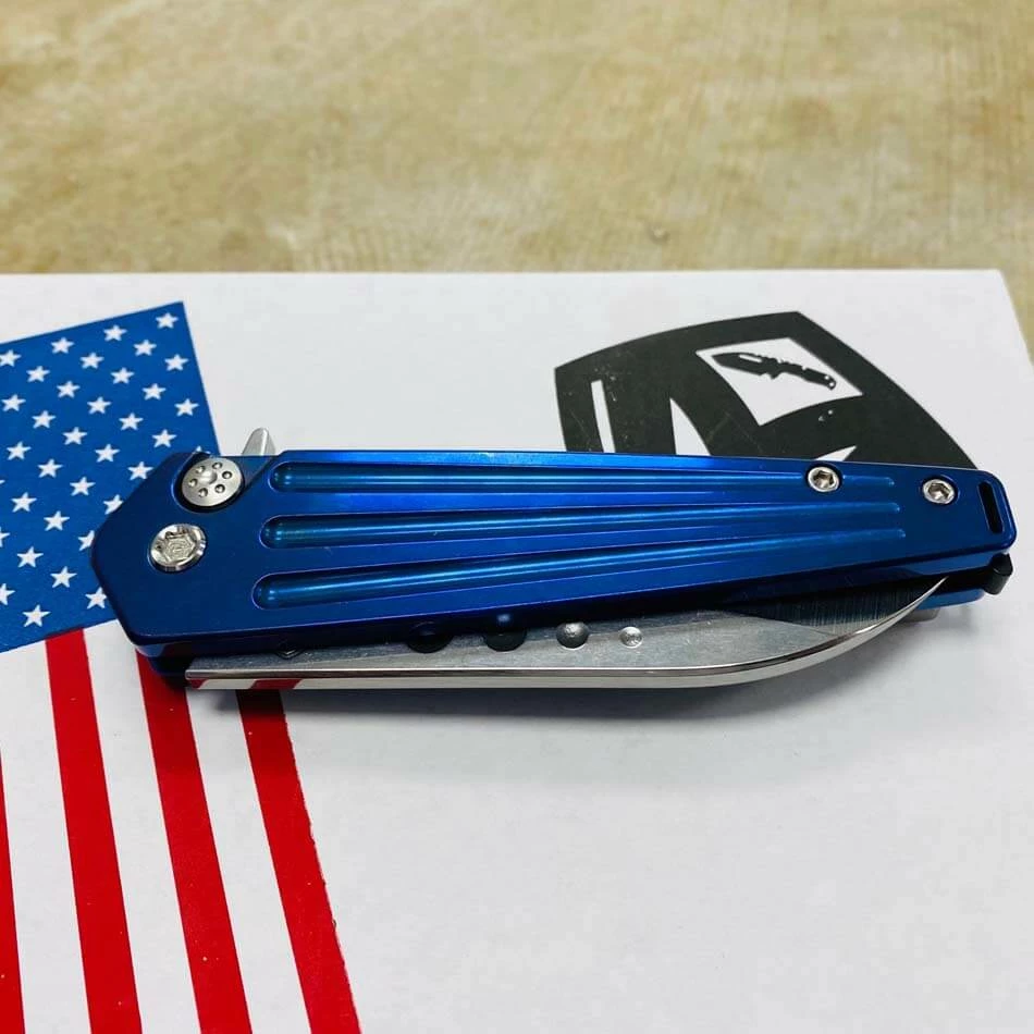 Medford Nosferatu Flipper 3.5" S35VN Blue Handles Standard Hardware Folding Knife - Image 9