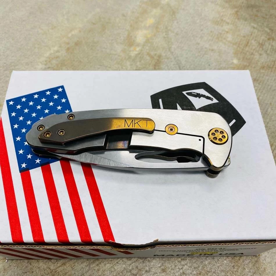 Medford On Belay S35VN Tumbled Blade 4.125" Bronze Violet With Faced Silver Flats Handles Violet Bronze Clip Knife Serial 201-004 - Image 9