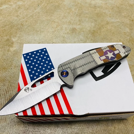 Medford On Belay S35VN Stainless Blade 4.125" Blade Star And Bars Rivets Knife Flamed Hardware Serial 94-064 - Image 2