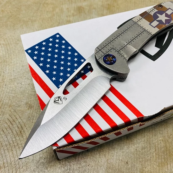 Medford On Belay S35VN Stainless Blade 4.125" Blade Star And Bars Rivets Knife Flamed Hardware Serial 94-064 - Image 3