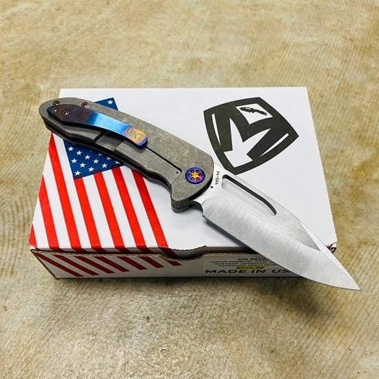 Medford On Belay S35VN Stainless Blade 4.125" Blade Star And Bars Rivets Knife Flamed Hardware Serial 94-064 - Image 5