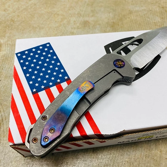 Medford On Belay S35VN Stainless Blade 4.125" Blade Star And Bars Rivets Knife Flamed Hardware Serial 94-064 - Image 6