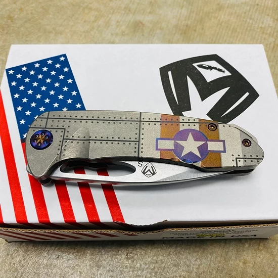 Medford On Belay S35VN Stainless Blade 4.125" Blade Star And Bars Rivets Knife Flamed Hardware Serial 94-064 - Image 8