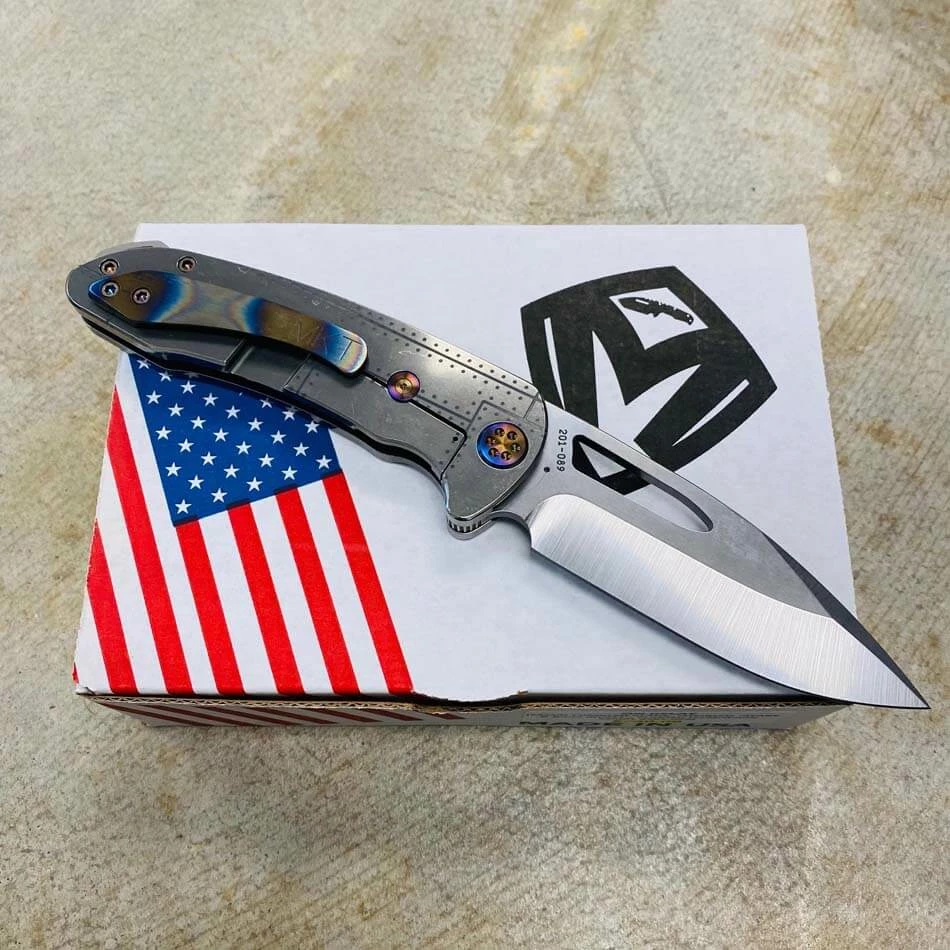 Medford On Belay S35VN Tumbled Blade 4.125" Star And Bars Rivets Knife Flamed Hardware Serial 201-089 - Image 5