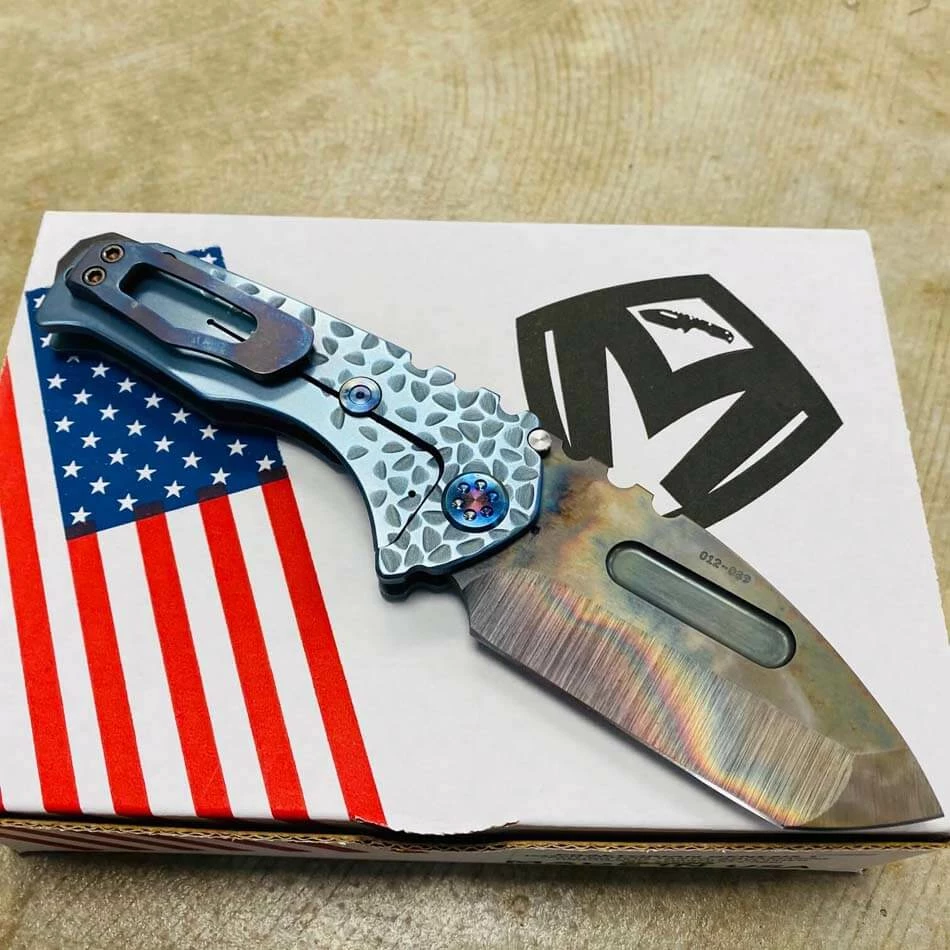 Medford Praetorian Genesis T S35VN Vulcan 3.3" Tanto Aquamarine Falling Leaf Handles Knife 012-089 - Image 5