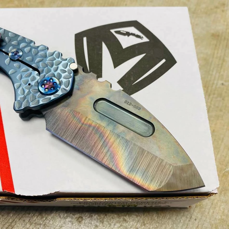 Medford Praetorian Genesis T S35VN Vulcan 3.3" Tanto Aquamarine Falling Leaf Handles Knife 012-089 - Image 6