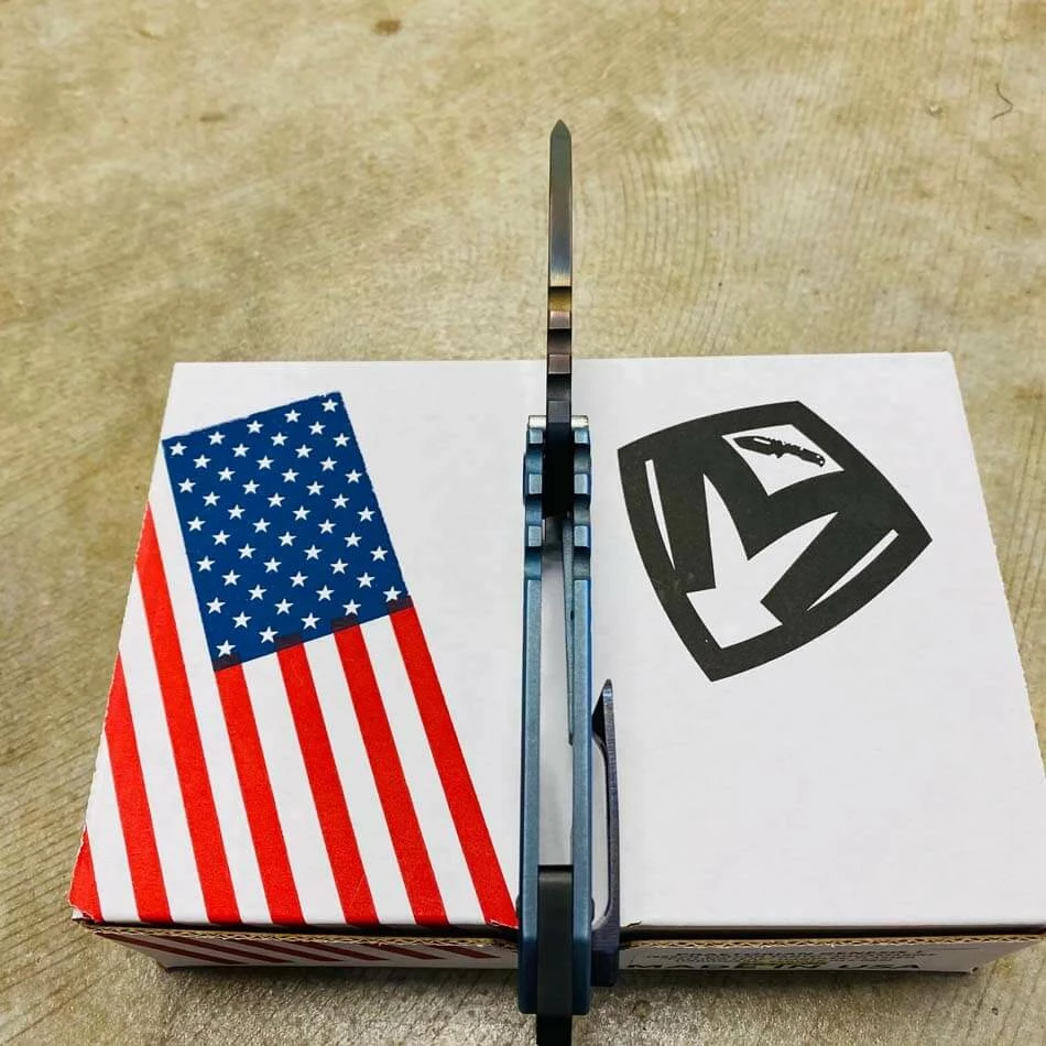 Medford Praetorian Genesis T S35VN Vulcan 3.3" Tanto Aquamarine Falling Leaf Handles Knife 012-089 - Image 8