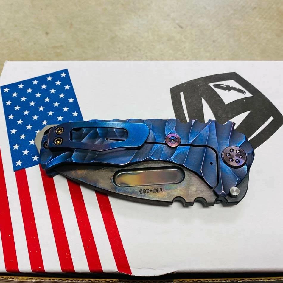 Medford Praetorian Genesis T S35VN Vulcan 3.3" Drop Point Blue Twisted Predator Knife 105-105 - Image 10