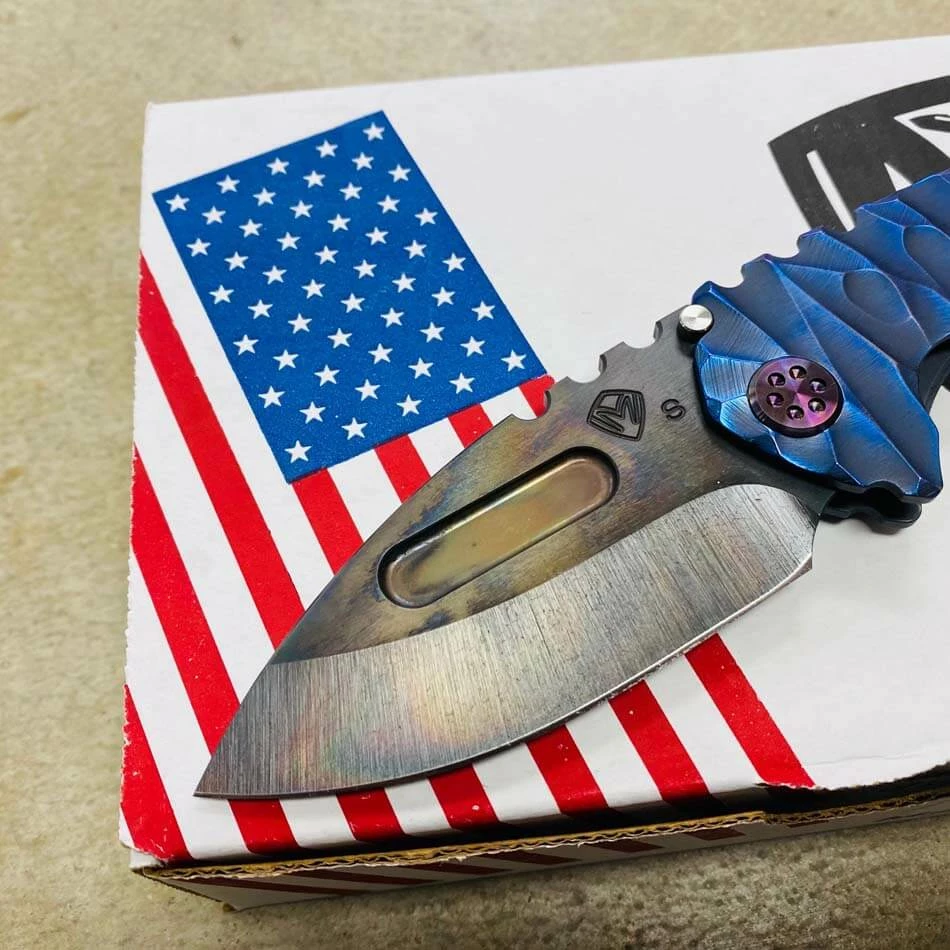 Medford Praetorian Genesis T S35VN Vulcan 3.3" Drop Point Blue Twisted Predator Knife 105-105 - Image 3