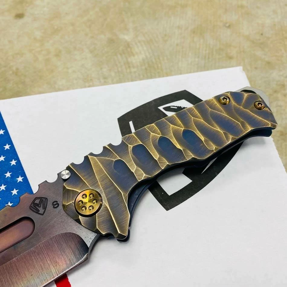 Medford Praetorian Genesis T S35VN Vulcan 3.3" Drop Point Bronze Twisted Predator Knife 105-110 - Image 4