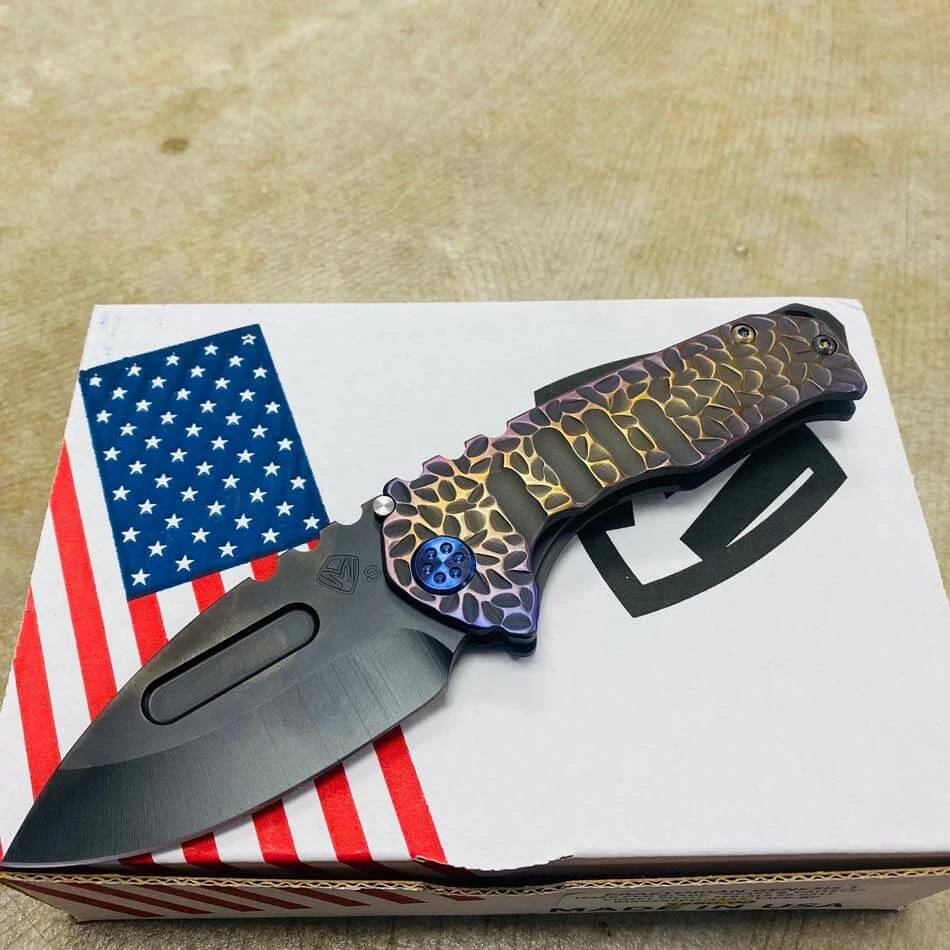 Medford Praetorian Genesis T S35VN PVD 3.3" Drop Point Blade Bronze Violet Peaks And Valleys Knife 99-021 - Image 2