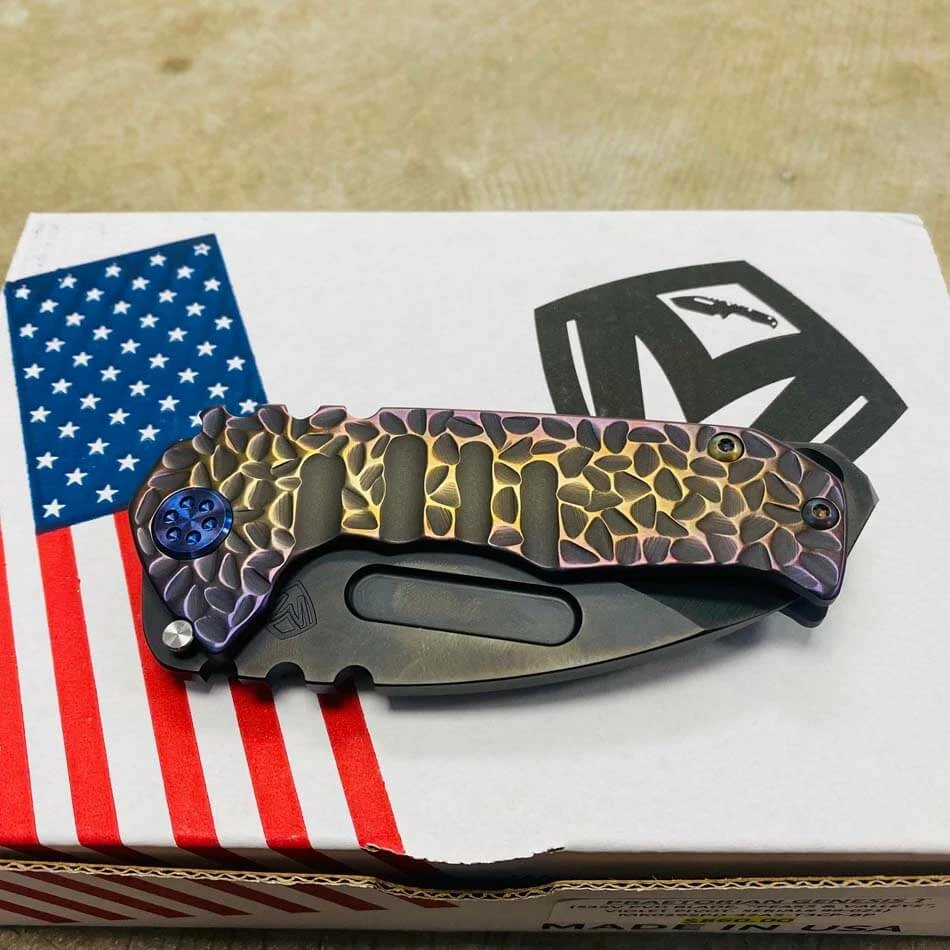 Medford Praetorian Genesis T S35VN PVD 3.3" Drop Point Blade Bronze Violet Peaks And Valleys Knife 99-021 - Image 9