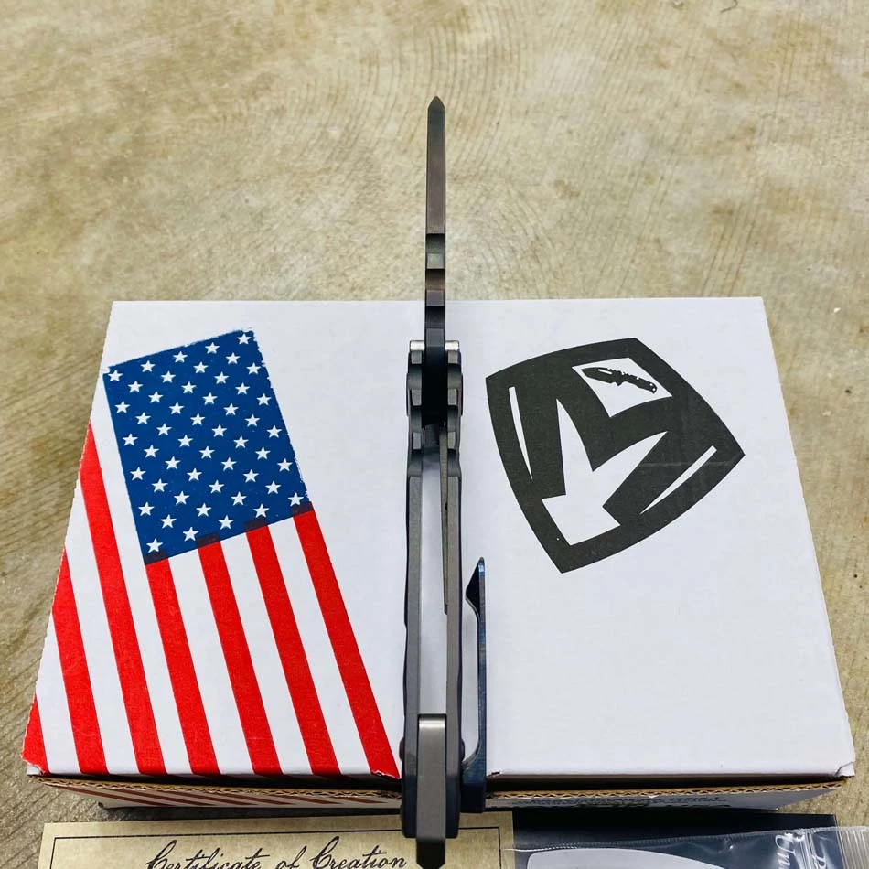 Medford Praetorian Genesis T S35VN Vulcan 3.3" Tanto Cement With Brushed Violet Flats Stained Glass Knife 012-090 - Image 8