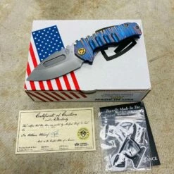 Medford Praetorian Genesis T 3V Tumbled 3.3" Drop Point Blue Violet With Bronze Fields Of Grass Handles Knife Serial 202-064