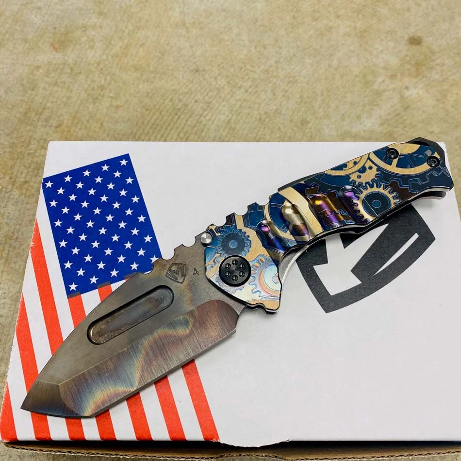 Medford Praetorian Genesis T S45VN Vulcan 3.3" Tanto Tumbled Steampunk Gears Handle, PVD Hardware Knife Serial 211-093 - Image 2